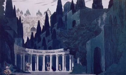 Design de cenário para o Royal Garden, de Sleeping Beauty, 1921